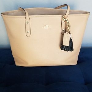 Coach Nude/ Gold Leather City Zip Tote